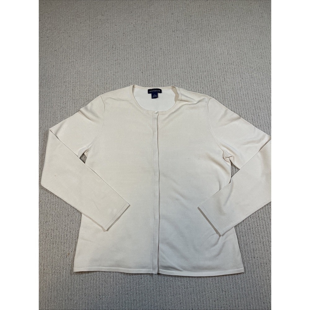 Ann Taylor Cardigan Sweater Women's Large Long Sleeve Silk Blend